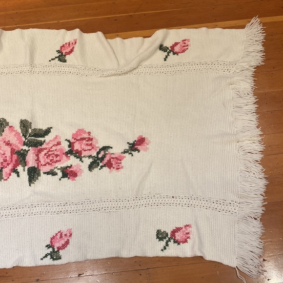 vintage afgan granny blanket roses - Picture 4 of 5